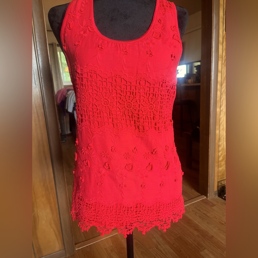 Solitaire cute red tank top size small